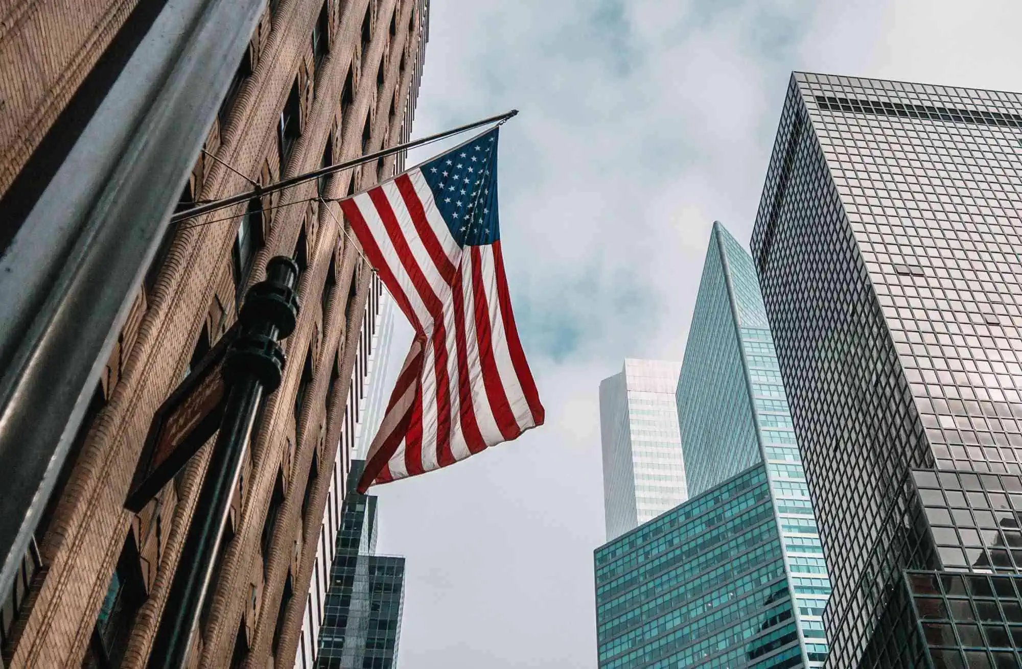 buildings with USA flag